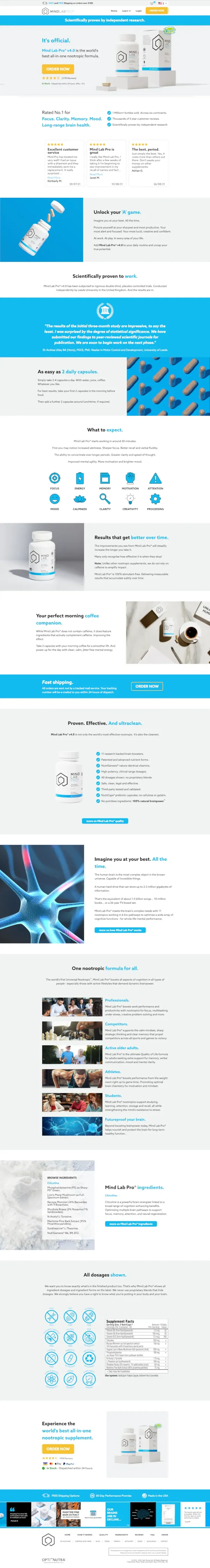Mind Lab Pro home page 2022