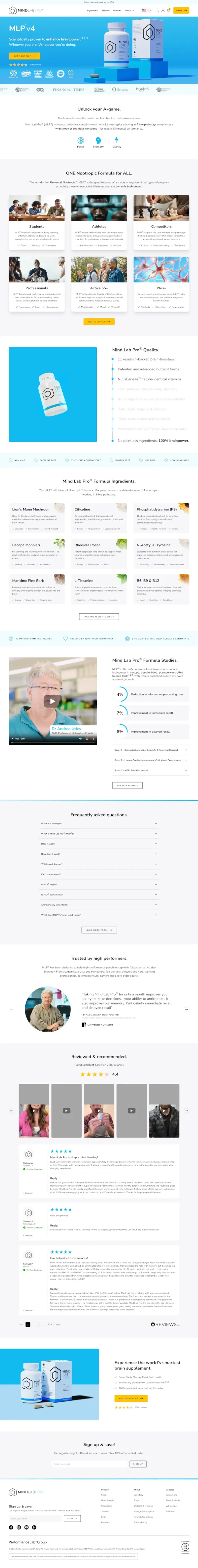 Mind Lab Pro home page 2025