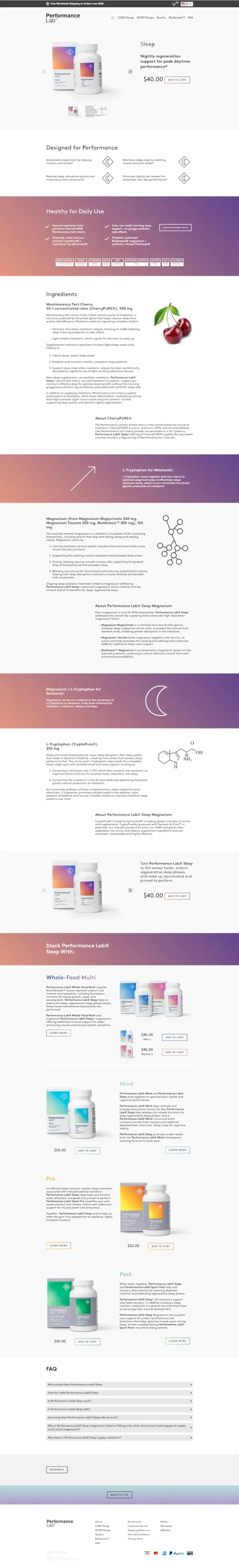 Performance Lab Sleep product page 2019