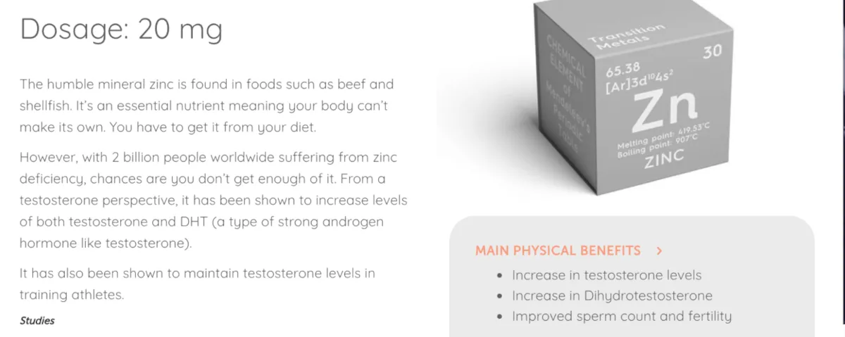 Authority links, dosages and benefits of ingredients