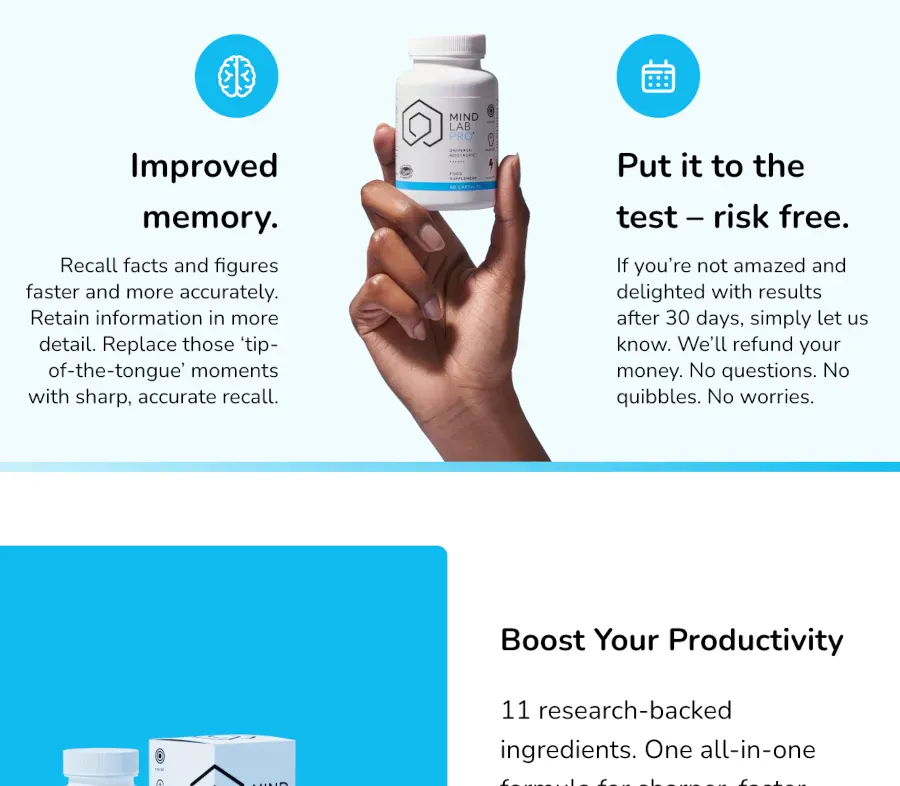 Benefits section, tablet view