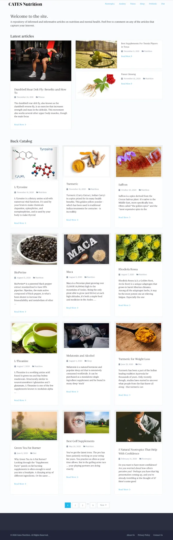 Cates Nutrition full home page