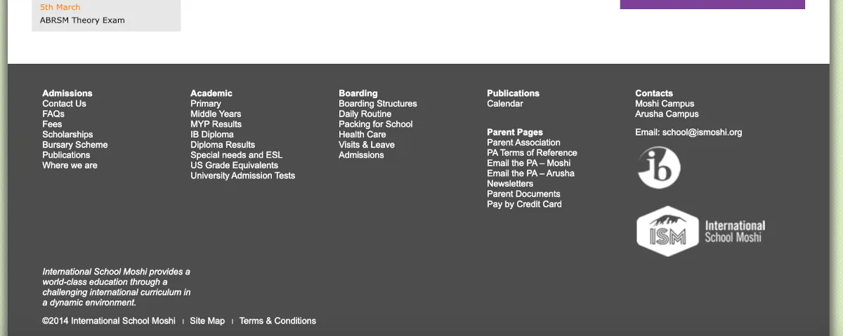Multiple footer menus