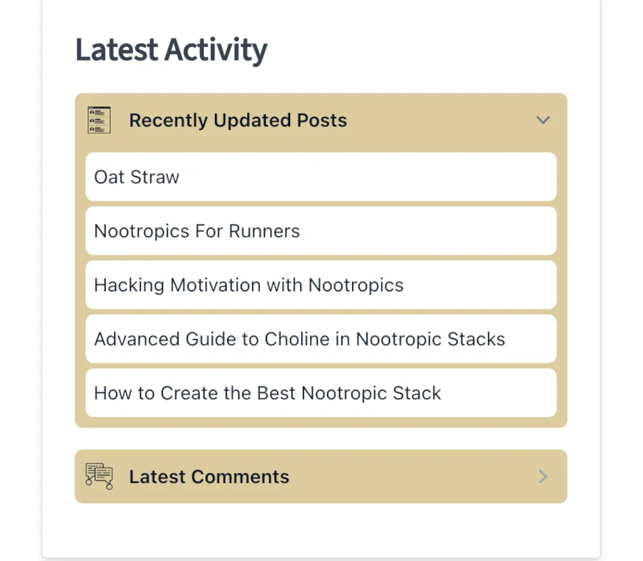 Custom 'Latest Activity' widget in sidebar