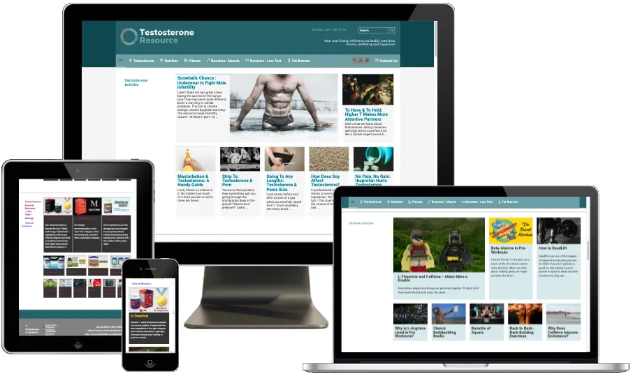 Testosterone Resource screenshots on various different devices